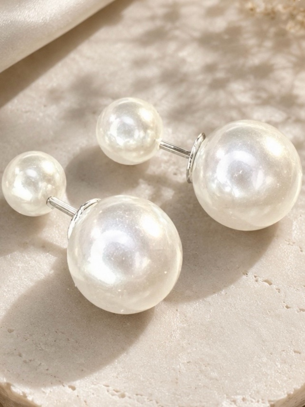 NEW Double Ended Simulated Pearl Large Droplet Stud Earrings Designer Inspired